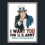 Póster Tío Sam Quiero Que Vintage<br><div class="desc">Este es uno de los iconos estadounidenses más reconocidos. Tío Sam,  el poster WPA I Want You fue creado por James Montgomery Flagg en 1917. Tienes que admitir que es efectivo en bonito.</div>