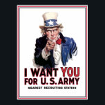Póster Tío Sam "Te Quiero"<br><div class="desc">Este vintage poster de guerra presenta al Tío Sam en su foto más famosa. Él declara: "Te quiero". Celebre la historia estadounidense con este producto poster de guerra vintage restaurado digitalmente de The War Is Hell Store. ¿Quieres más productos militares y de historia? Desproteger</div>