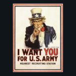 Póster Tío Sam - Te Quiero - Afiche Vintage<br><div class="desc">Creado en 1916, este retrato del "Tío Sam" pasó a ser uno de los posters más famosos del mundo. El famoso poster de James Montgomery Flagg se basó en un poster británico anterior que fue utilizado para reclutar soldados tanto para la Primera Guerra Mundial como para la Segunda Guerra Mundial...</div>