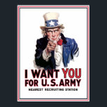 Póster Tío Sam "Te Quiero" — Frontera<br><div class="desc">Este vintage poster de guerra presenta al Tío Sam en su foto más famosa. Él declara: "Te quiero". Celebre la historia estadounidense con este producto poster de guerra vintage restaurado digitalmente de The War Is Hell Store. ¿Quieres más productos militares y de historia? Desproteger</div>