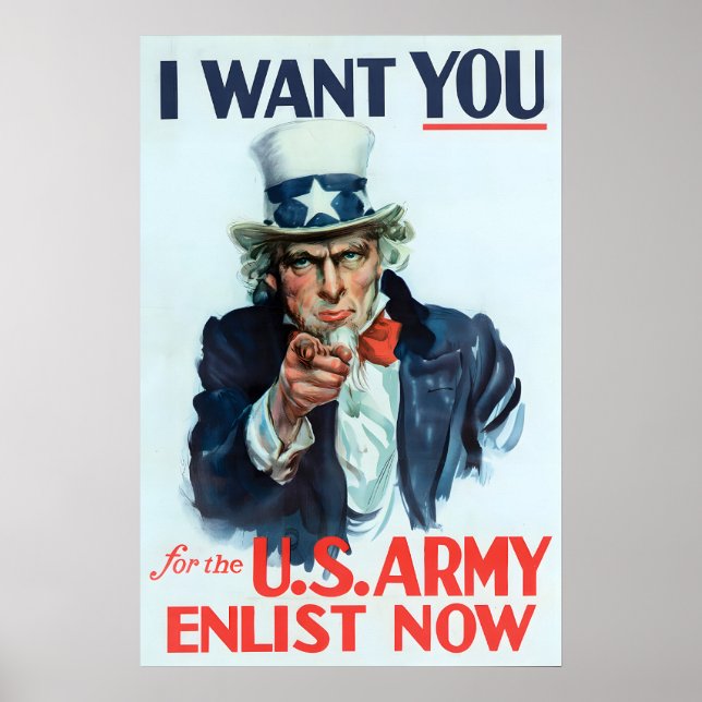 Póster Tío Sam 'Te quiero' reclutamiento del ejército de  (Frente)