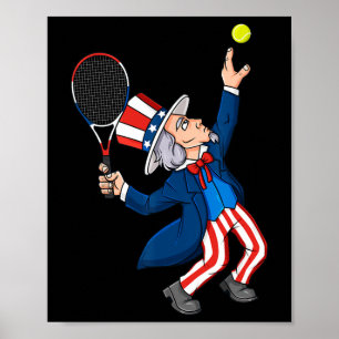 Póster Tío Sam Tennis 4 De Julio Chicas De Niños Patrióti