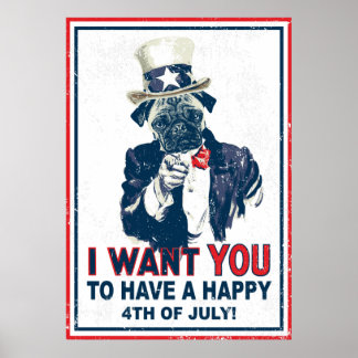 Póster Tío Sam, tío de la poda vintage, Poster de julio
