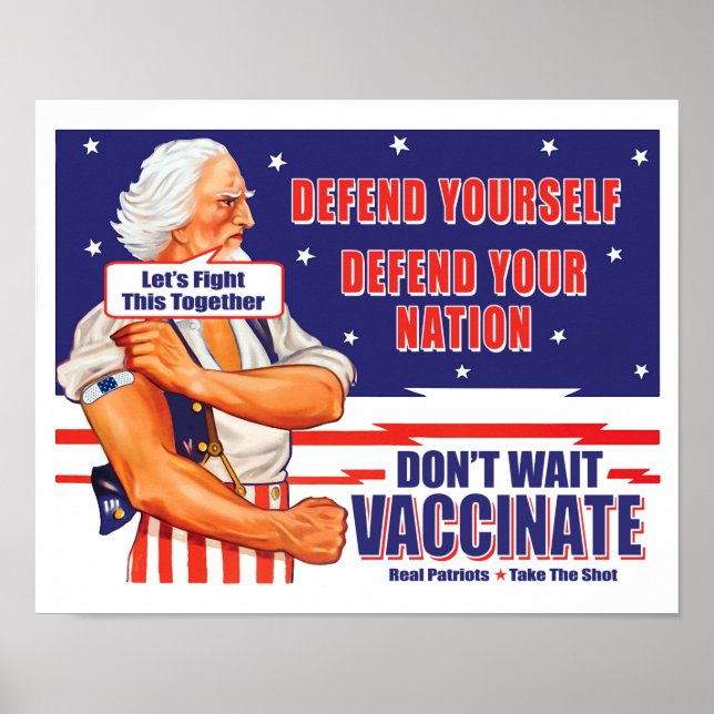 Póster Tío Sam Vaccinate Luchemos Contra Esto Juntos (Frente)