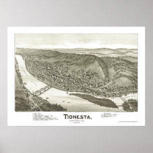 Póster Tionesta, Mapa Panorámico de la AP - 1896