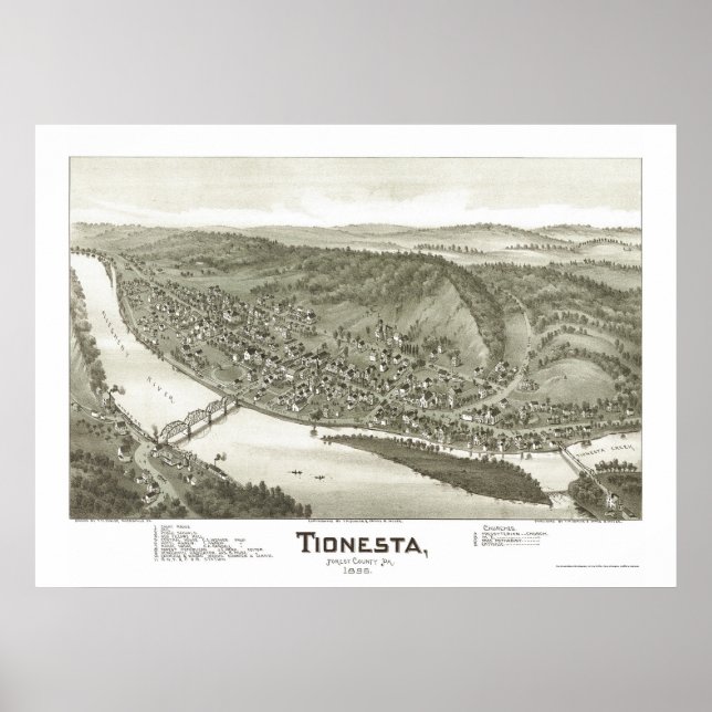 Póster Tionesta, Mapa Panorámico de la AP - 1896 (Frente)