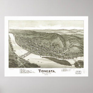 Póster Tionesta Pennsylvania 1896 Antique Panoramic Map