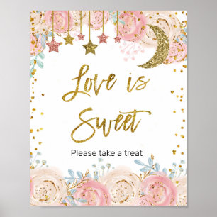 Póster Típica de oro Color de agua Amor es Rótulo dulce