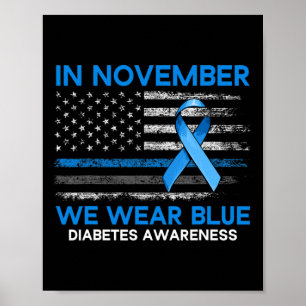 Póster Tipo 1 Conciencia sobre la diabetes Bandera estado