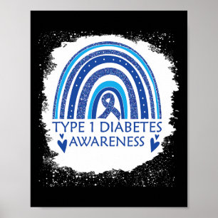 Póster Tipo 1 Conciencia sobre la diabetes Ris azul arcoi