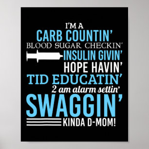 Póster Tipo 1 Diabetes Mamá Diversión T1D Sensibilización