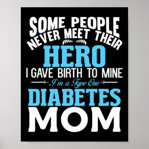 Póster Tipo 1 Diabetes Mamá Madre T1d Conciencia sobre la