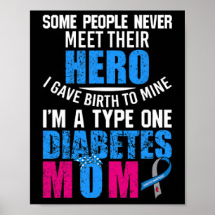 Póster Tipo 1 Diabetes Mamá Madre T1d Conciencia sobre la
