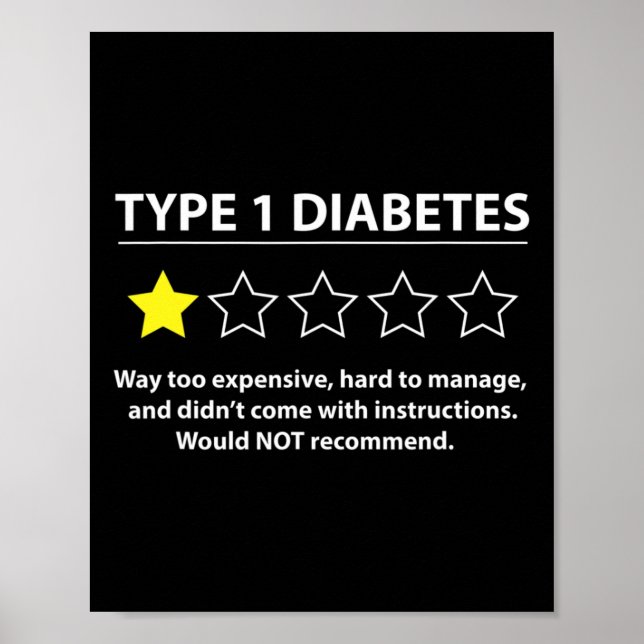 Póster Tipo 1 Diabetes T1d Una Estrella Divertida Concien (Frente)