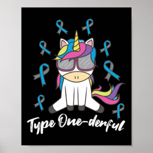 Póster Tipo 1 Diabetes T1D Unicornio Tipo Un Maravilloso 