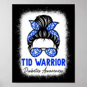 Póster Tipo 1 Guerrero de la Diabetes T1d Mes de Concienc