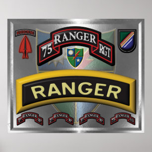 Póster Tipo de acero enmarcado 75º Regimiento Ranger
