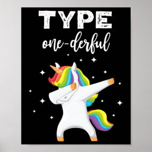 Póster Tipo Maravilloso Dabbing Unicorn Diabetes Sensibil