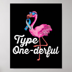 Póster Tipo Maravilloso lindo flamingo Tipo 1 Diabetes Co