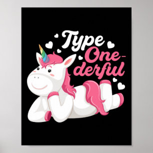 Póster Tipo Maravilloso Unicorn Diabetes Sensibilización