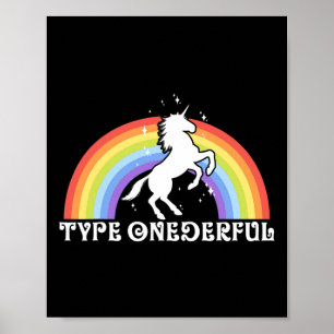 Póster Tipo Onederful Diabetes Tipo 1 Unicornio Arcoíris