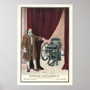 Póster Tipo poster de la prensa de copiar de Gutenberg de