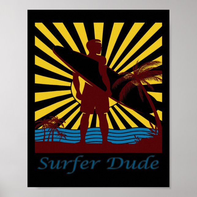Póster Tipo Surfista, Surfeando  (Frente)