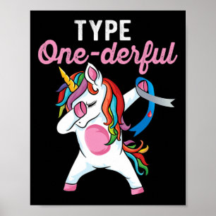 Póster Tipo Unicornio Dabbing Onederful Diabetes Tipo 1 C