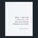 Póster Tipografía artística de la cita amorosa Shakespear<br><div class="desc">Tipografía artística de la cita amorosa Shakespeare</div>