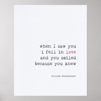 Póster Tipografía artística de la cita amorosa Shakespear