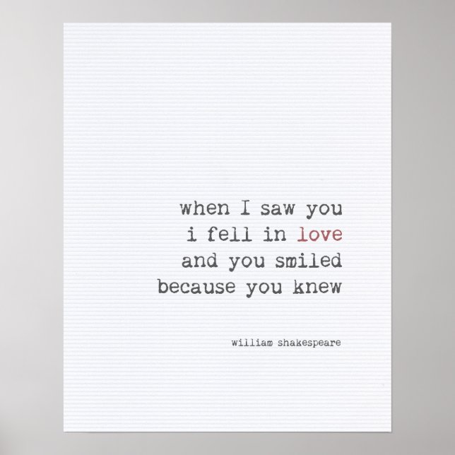 Póster Tipografía artística de la cita amorosa Shakespear (Frente)