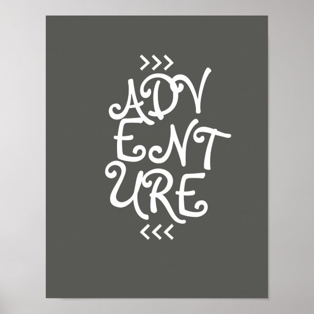 Póster tipografía aventurera cita gris poster y blanco (Frente)