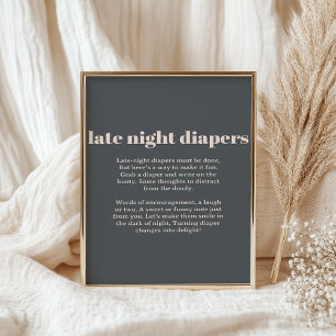 Póster Tipografía Boho Gris Rosa Pañal Nocturno de Bebé