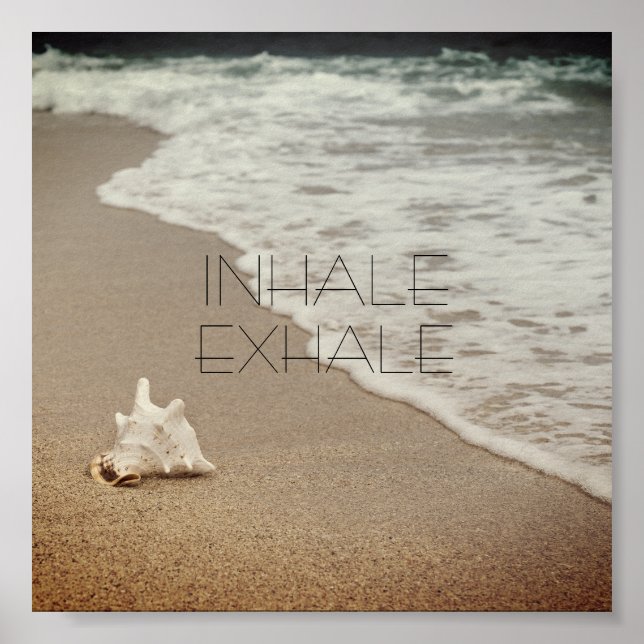 Póster tipografía cita playa poster inhalación exhale (Frente)