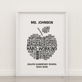 Póster Tipografía de agradecimiento a maestros Manzana Nu