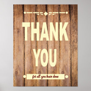 Póster Tipografía de agradecimiento rústico