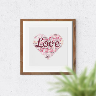 Póster Tipografía de amor Arte de palabra romántica Coraz
