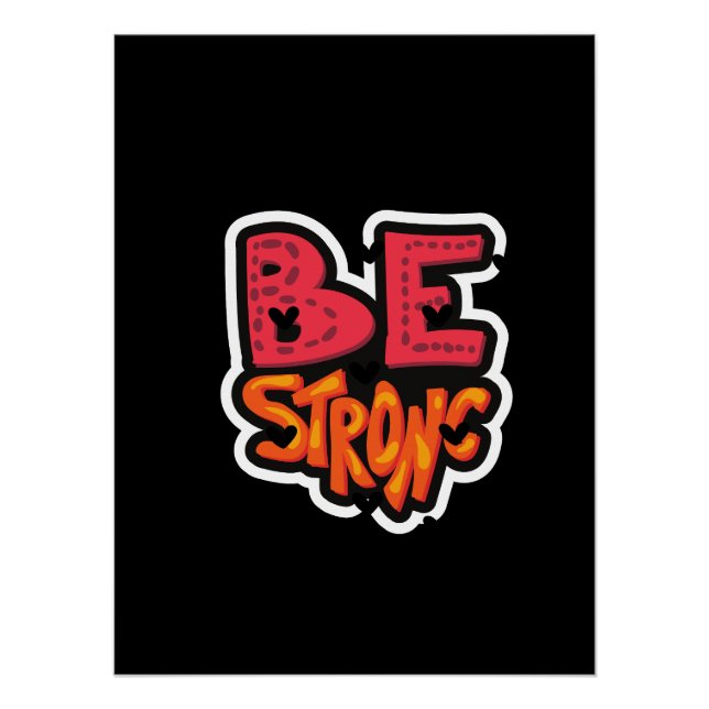 Póster Tipografía de Be Strong Good Vibes (Anverso)