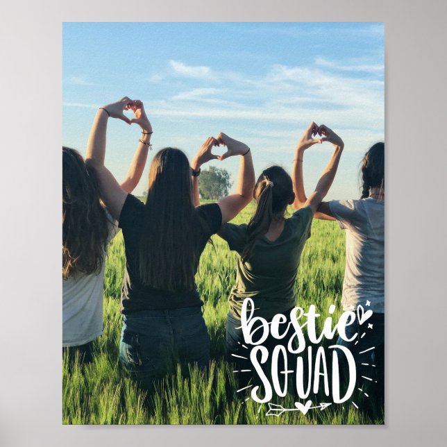 Póster Tipografía de Bestie Squad personalizada de fotogr (Frente)