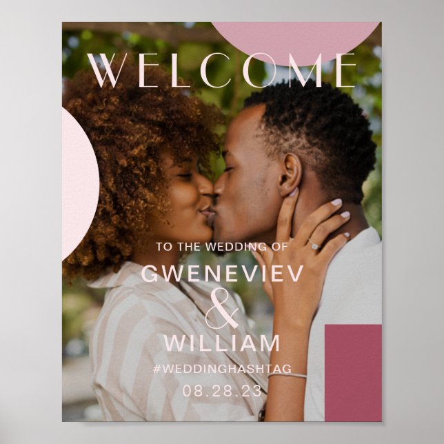 Póster Tipografía de bienvenida de boda de foto geométric (Frente)