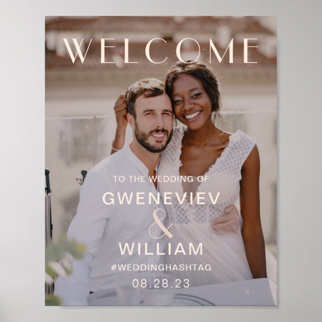 Póster Tipografía de bienvenida de Boda fotográfico (Frente)