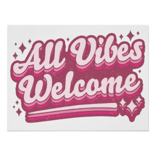 Póster Tipografía de bienvenida de color rosa para todas 
