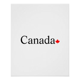 Póster Tipografía de Canadá con hojas de arce rojas blanc