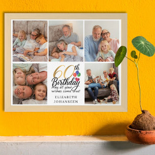 Póster Tipografía de Colaje de Fotos de Cumpleaños 60 Scr