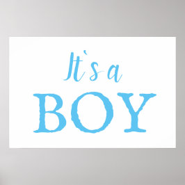 Póster Tipografía de Es un Niño Azul Fiesta de Bebé Niño