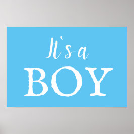 Póster Tipografía de Es un Niño Azul Fiesta de Bebé Niño