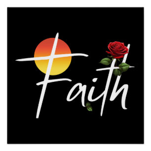 Póster Tipografía de fe con rosas