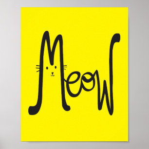 Póster Tipografía de gato negro y amarillo minimalista mo