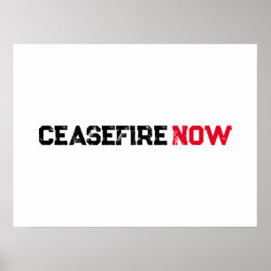 Póster Tipografía de grano blanco negro Cease Fire Now