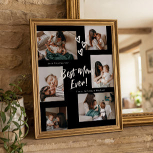 Póster Tipografía de guión de mamá Collage de 6 fotos en 